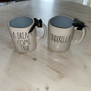 RAE DUNN Disney Princess Cinderella A Dream Come True 2 Mugs Double Sided New